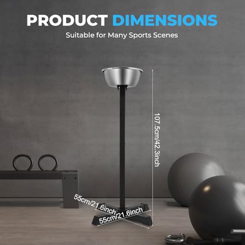 Portable Gym Chalk Stand, 21.6" x21.6" x42.3" Freestanding Gym Chalk Holder with Bowl Bucket Gymnastics Rock Freestanding Portable Chalk Stand Hangers Chalks Rock for Weightlifting