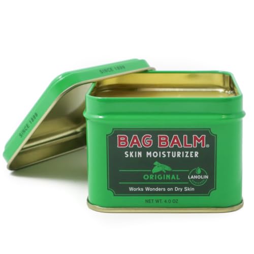 Bag Balm Vermont's Original Skin Moisturizer - Full Body Hydrating Skin Care: Dry Hands, Lips, Face, Feet & More - Unscented, Cruelty & Paraben Free - Day & Night, Men & Women (4oz Tin, Made in USA) | camping-soaps-and-shampoos - size: 4 Ounce (Pack of 1)