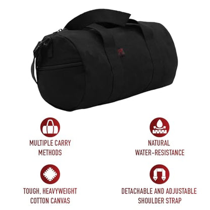 Rothco Heavy-Duty Canvas Shoulder Duffle Bag - Rugged Travel Gym Gear Equipment Bag - color: Black, size: 19 Inches
