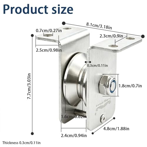 heyous Silver Stainless Steel Detachable V Shape Bearing Suspended Pulley Suitable for Home Workouts or Outdoor Activities