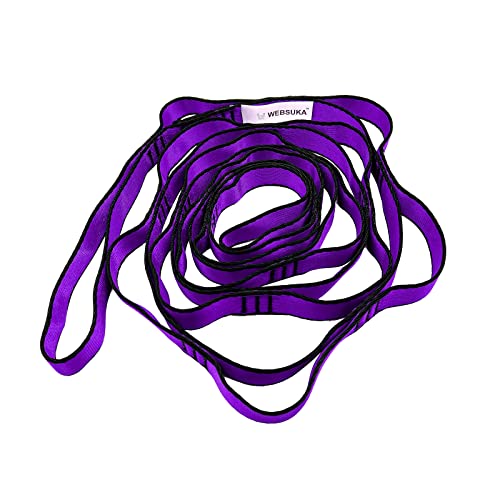 Aerial Yoga Hammock Daisy Chains Strap, Strong 22kN Adjustable with 10 Loops, No Stretch, Climbing Strap Nylon Chain Sling FOR Aerial Yoga,Swing, Hammock, Suspension, Exercise - color: Purple