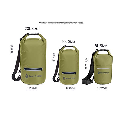 Skog Å Kust DrySak Roll Top Waterproof Bag, 5, 10 & 20 Liter - color: Army Green, size: 20 Liter
