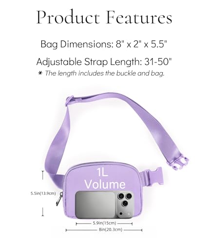 YOSHUYUKI Cross Body Fanny Packs for Women Fashion Waist Bag Pouch Nylon Small Travel Crossbody Bags Mini Purse Everywhere Belt Bag Bum Bag Adjustable Strap for Workout Running Hiking Lavender Fog - color: Lavender Fog