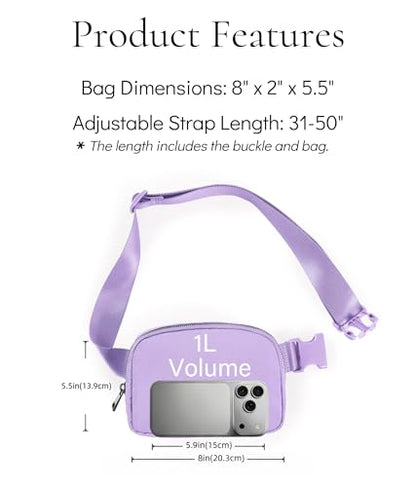 YOSHUYUKI Cross Body Fanny Packs for Women Fashion Waist Bag Pouch Nylon Small Travel Crossbody Bags Mini Purse Everywhere Belt Bag Bum Bag Adjustable Strap for Workout Running Hiking Lavender Fog - color: Lavender Fog