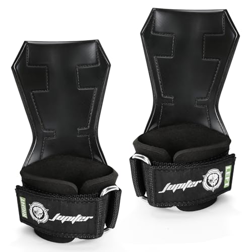 Weight Lifting Straps (Pair) JUPITER Non-Slip Wrist Support for Deadlifts & Powerlifting - color: Black, size: L