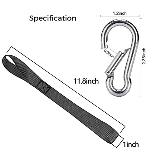 Soft Loop Tie Down Straps with 6 Pcs Carabiner Clips,Hook Tie Down Extenders with 6 Pcs M6 2.36 Inch SUS Spring Snap Hook,Multiple Secure for Backpack,Straps,Camping,Fishing,Hiking and More