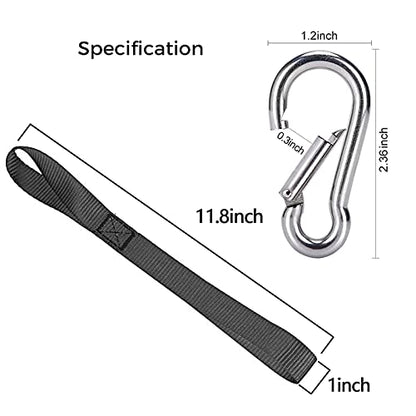 Soft Loop Tie Down Straps with 6 Pcs Carabiner Clips,Hook Tie Down Extenders with 6 Pcs M6 2.36 Inch SUS Spring Snap Hook,Multiple Secure for Backpack,Straps,Camping,Fishing,Hiking and More