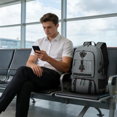Travel Backpack 35L TSA Approved Carry on Backpack with Shoe Compartment & Wet/Dry Separation, Laptop Bag Fits 18.4 Inch Computer, Water Resistant Backpack for Men Women, Grey - color: Standard Grey