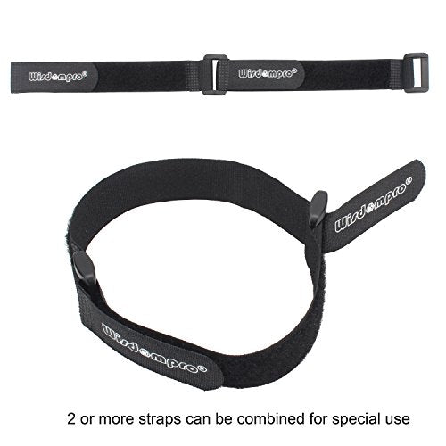Wisdompro 16 Pack Mixed Size Hook and Loop Tie Down Cable Straps Heavy Duty | Durable Nylon, Reusable, Large, Big, Black, Functional Adjustable Fastening Cinch Strap Cable Cord for Home, Office, Outdoor - size: Mixed Size, 16 Pack