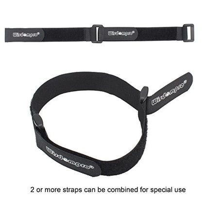 Wisdompro 16 Pack Mixed Size Hook and Loop Tie Down Cable Straps Heavy Duty | Durable Nylon, Reusable, Large, Big, Black, Functional Adjustable Fastening Cinch Strap Cable Cord for Home, Office, Outdoor - size: Mixed Size, 16 Pack