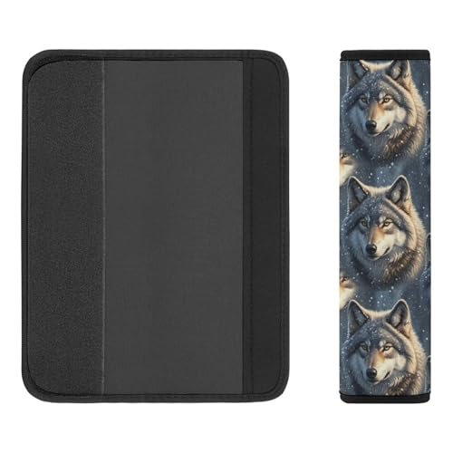 2 Pack Snow Wolves Car Seat Straps Shoulder Pads Universal Fit Neck Strap Covers for Adults and Children, All Vehicles, Pressure Relief - color: Pattern 1158