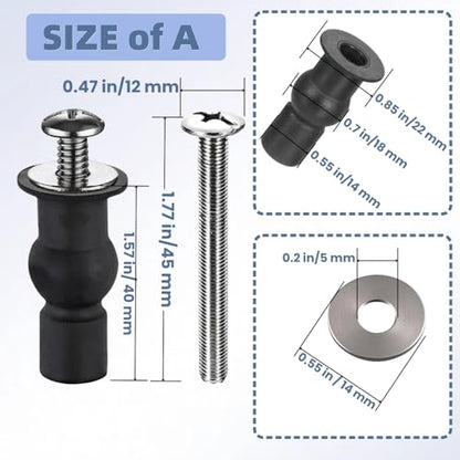 2 Set Toilet Seat Screws, Stainless Steel Toilet Seat Bolts with Expanding Rubber & Plastic Nuts - Universal Toilet Hardware Replacement Kit for Most Top-Mount Toilet Seats' Top-Mount Hinges - style: Universal style fits 14-19mm holes
