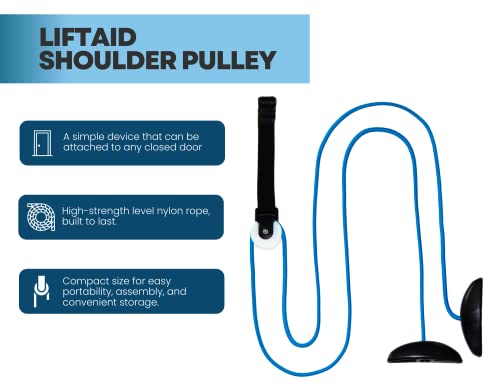 LiftAid Shoulder Pulley for Physical Therapy with Exercise Guide - Improves Shoulder Strength & Range of Motion - Reduces Pain, Helps in Muscle Recovery - Physical Therapy Equipment (Blue) - color: Blue