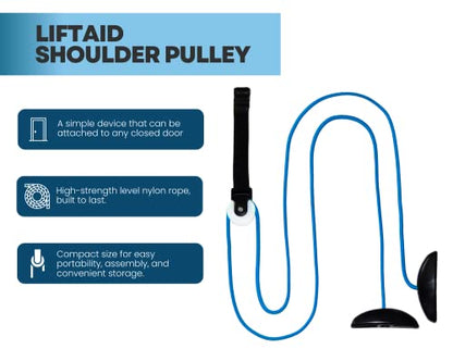 LiftAid Shoulder Pulley for Physical Therapy with Exercise Guide - Improves Shoulder Strength & Range of Motion - Reduces Pain, Helps in Muscle Recovery - Physical Therapy Equipment (Blue) - color: Blue