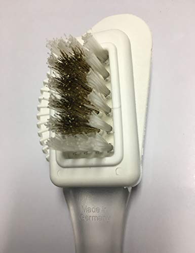 Pedag Suede Shoe Cleaner Brush | Made in Germany | 4-Way Cleaning & Refreshing | Brass & Nylon Bristles + Rubber | for Suede Nubuck & Velvet Shoes Boots & Bags | 1 Brush - size: Pack of 1, style: Single Suede Brush