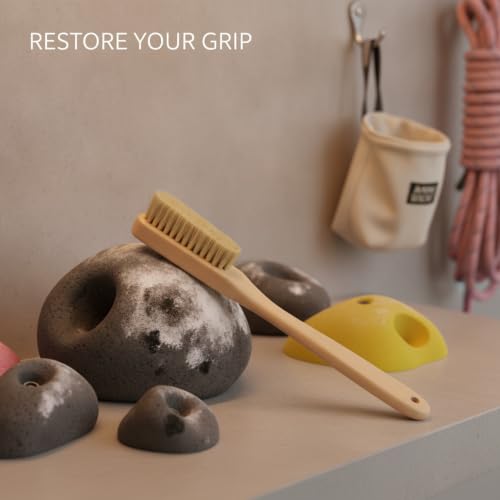 Versatile Climbing Brush for Gym Walls and Outdoor Rock - Boar Bristle Hold Care Tool with Beech Wood Handle (1 Pack)
