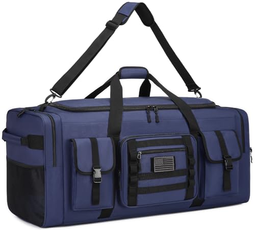 135L 37" Extra Large Duffle Bag for Men - Heavy Duty Duffle Bag for Travel with Adjustable Shoulder Strap Sports Gym Equipment Bag for Soccer/Baseball/Basketball/Hockey - color: Blue