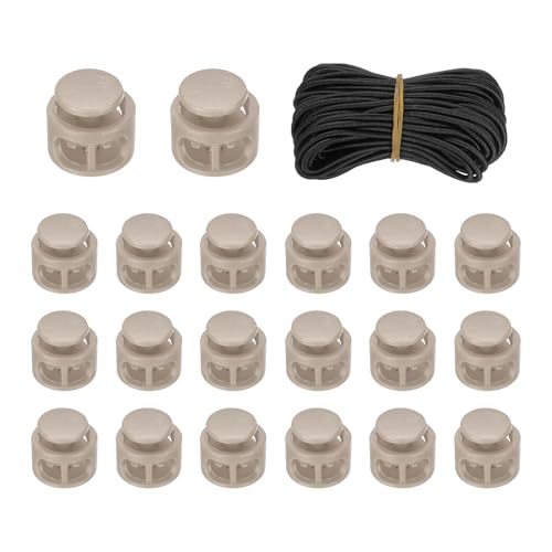 uxcell 20 Pcs Double Hole Cord Locks with 32.8 ft Elastic Cord, 14mm Nylon Spring Toggle Stopper Clip for Backpack Shoelaces Drawstring Paracord Pants, Brown - color: Brown, size: 14mm