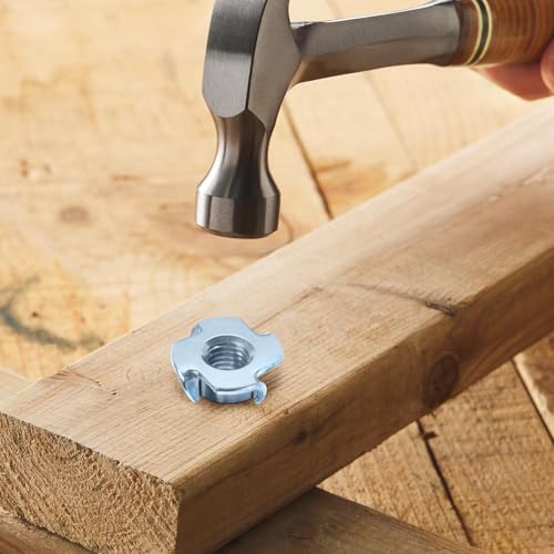 M4 T-Nuts zinc Plated Steel, 4-Pronged Tee Nut for Wood, Rock Climbing Holds, Furniture, 100 PCS - color: Zinc Coated Steel, size: M4