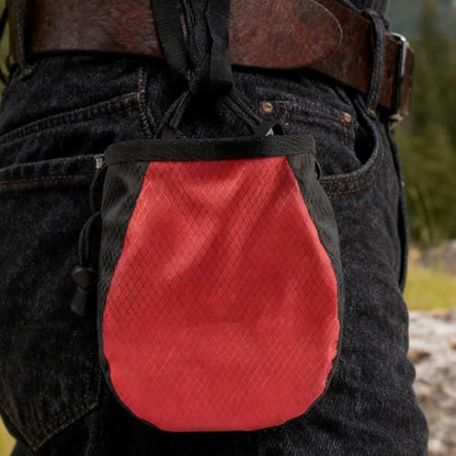 Bouldering Chalk Bag Waterproof Adjustable Leakproof | Drawstring Chalk Belt Pouch for Outdoor Weight Lifting Training Mountaineering Climber Athlete Instructor - color: Black red