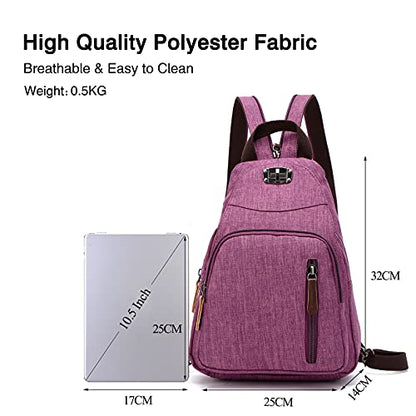 FANDARE Retro Sling Chest Backpack Multipurpose Crossbody Shoulder Bag - color: Purple