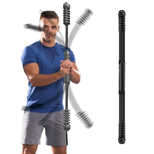 OSCILLATING SLIM Fitness Bar for Workout,Elastic Exercise Bar, Vibration Weight Stick,Body Physical Therapy,Core Strength Training,Arm Shoulder Stretch At Home Gym. - color: black