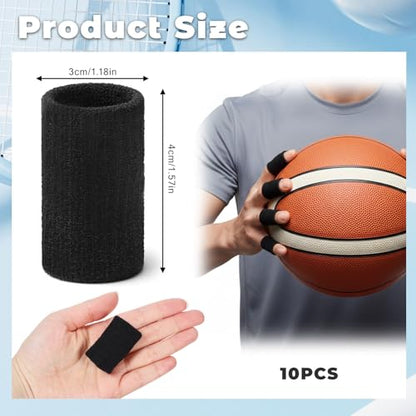 10 PCS Finger Sleeves Black Finger Compression Sleeve Protectors, Elastic Fingers Covers for Sports, Arthritis Fingers Sleeve for Pain Relief and Joint Support