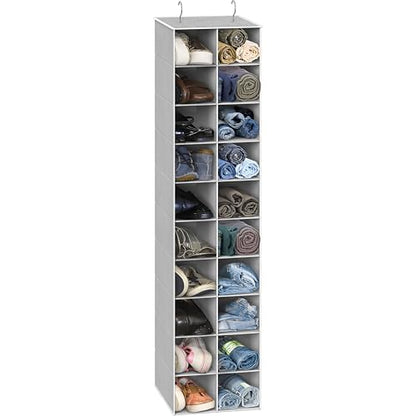 Simple Houseware 20 Section Shelves Hanging Shoes Organizer, Gray | Dual Metal Hooks, 10 Tier, Holds Up to 20 lbs, for Narrow Space - color: Grey