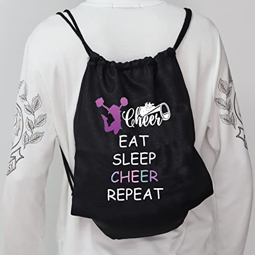 JYTAPP Cheer Drawstring Bag for Cheerleading Gifts Eat Sleep Cheer Gym Cheer Team Gifts Practice Bag for Cheerleaders (black)
