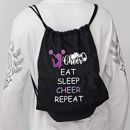 JYTAPP Cheer Drawstring Bag for Cheerleading Gifts Eat Sleep Cheer Gym Cheer Team Gifts Practice Bag for Cheerleaders (black)