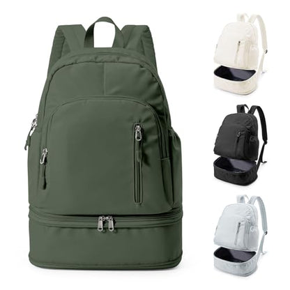 Gym Backpack for Women, Dance Volleyball Backpacks With Shoe Compartment | For Yoga Fitness Beach Hiking Sports - color: Green