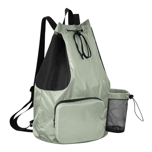 Yuiboo Sage Solid Color Drawstring Backpack Climbing Gym Bag with Water Bottle Pocket Cinch Pack Wet and Dry Separation