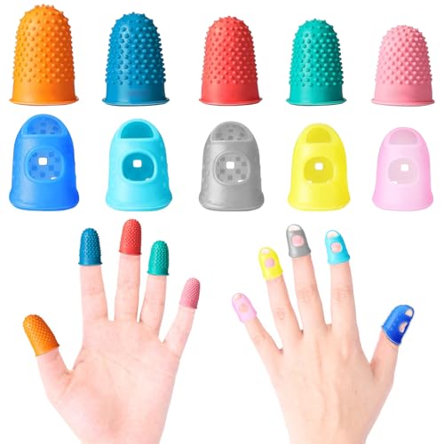 Rubber Finger Tips Guard, 30 Pieces in 10 Colors | Durable Rubber, For Quilting, For Knitting, For Embroidery, For Paperwork & Crafts