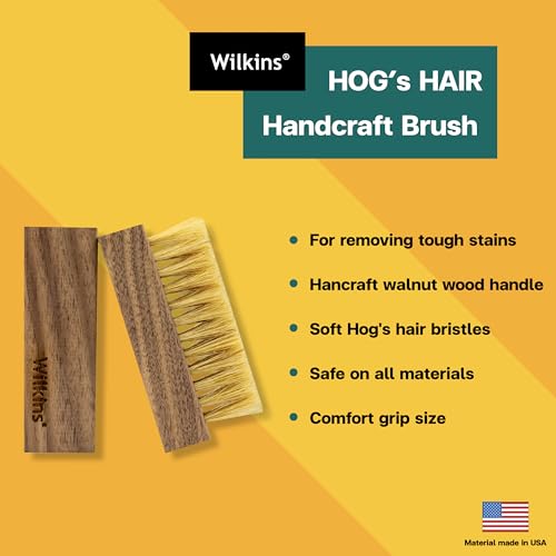 Wilkins Shoe Brushes for Cleaning - Hog's Hair Soft Bristle Shoe Cleaning Brush for Leather, Fabric and Suede Brush