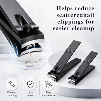 Aogeili Nail Clippers Set, Toenail Clippers & Fingernail Clipper Cutters, Ultra Sharp Stainless Steel Tools, Wide Jaw for Thick Nails, Heavy Duty Manicure Kit for Men Women Seniors - size: Large/Small