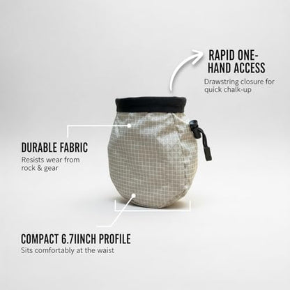 Climbing Chalk Bag with Drawstring Closure - Lightweight Waist Pouch for Rock Climbing, Bouldering & Gym Training (1 Pack) - color: Silver