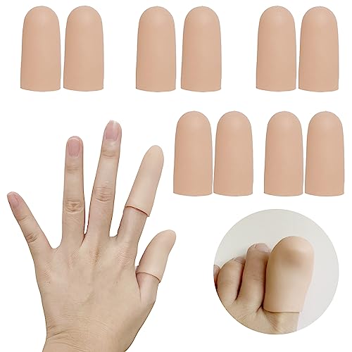 Kris-kikomy 10Pcs Gel Finger Cots Medium, Finger Protector Support NEW MATERIAL Finger Sleeves Great for Trigger, Hand Eczema, Cracking, Arthritis and More