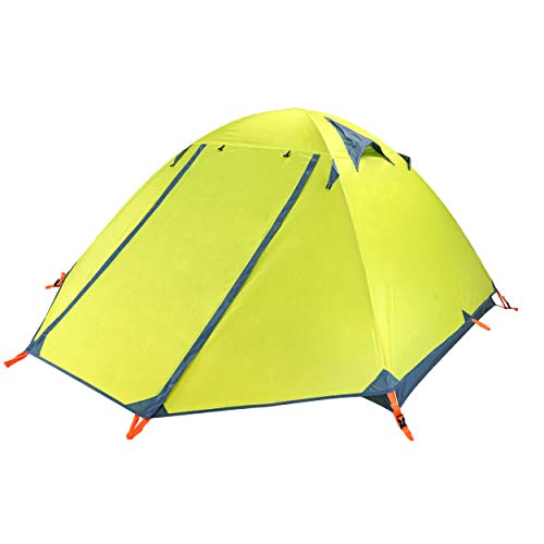 Azarxis 1 2 3 Person 3 Season Tent for Camping Backpacking Hiking Easy Set Up Waterproof Lightweight Professional Double Layer Aluminum Rod & Carry Bag - color: #1 Green - 2 Person - 4 Season