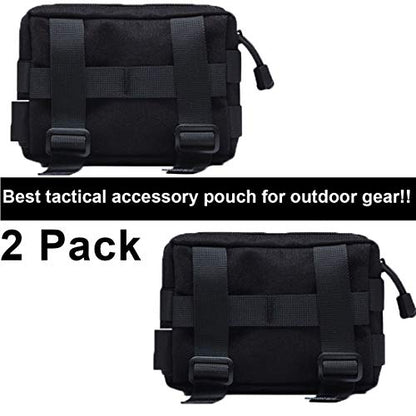 Molle Pouches, Tactical Admin Pouch Compact EDC Utility Gadget Gear Pouch Military Carry Accessory Belt Hanging Waist Bag - color: 2 pack-black-7"(L) * 5.1"(H)