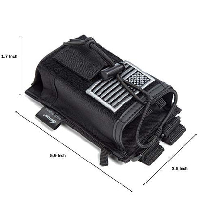 Tactical Molle Radio Holster Holder Case Military Heavy Duty Pouch Bag for Two Ways Walkie Talkies Adjustable Storage with 1 Pack Patch