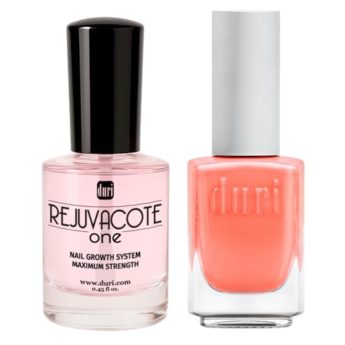 Duri Rejuvacote 1 Nail Growth System + 154N Bewitched Neon Orange Matte Nail Polish Bundle - Nail Strengthener & Bold Matte Color Duo, Statement Neon Manicure Set, 0.45 Fl Oz Each - color: Bewitched + Rejuvacote 1 (Pack of 2)
