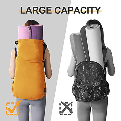 Water-Resistant Drawstring Bag - Expandable 30L with Anti-Theft Zipper Pockets - Ideal Small Cinch Backpack for Men, Women, and Kids - Perfect Gym, Beach, School, and Travel Bag (Orange)
