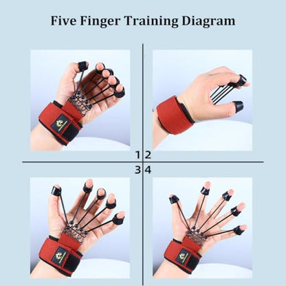Finger Stretcher Exerciser 60LB Finger Extensor Trainer Finger Resistance Band Finger Strengthener for Hand Red 18x5 cm, Finger Exerciser