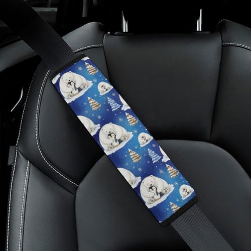 1 Pair Universal Soft and Comfortable Car Seat Belt Pad for Girls and Boys, Most Cars, Penguin White Polar Bear Animal Harness Pads Strap, Neck and Shoulder Support - color: Pattern 1196