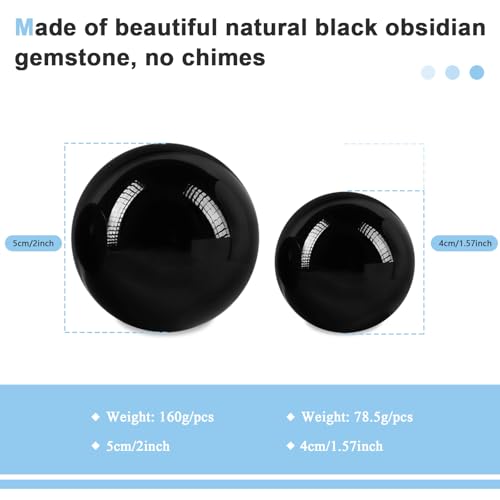 Learay 2Pcs Baoding Balls, Boading Balls for Hand Therapy, Black, 2 inch | Chinese Health Exercise Massage Balls with Carry Pouch for Stress Relief Meditation Ball - color: Black/2 Inch