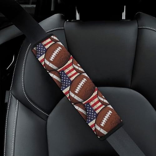 2 Pack American Flag Football Seat Belt Cover Universal Fit Shoulder Harness Cover for Girls and Boys, Car Seats Pushchair Strollers High Chair Pushchair - color: Pattern 101
