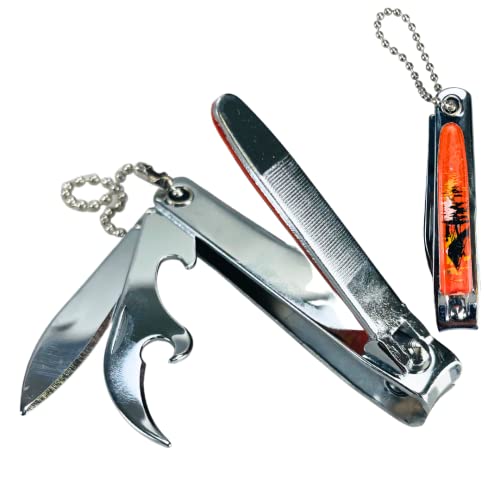 KUTZ (2 Pack) 2.5" Multi Tool Nail Clipper Stainless Steel with Knife & Bottle Opener | Assorted Colors | Ideal for Home, Travel & Outdoor Adventures