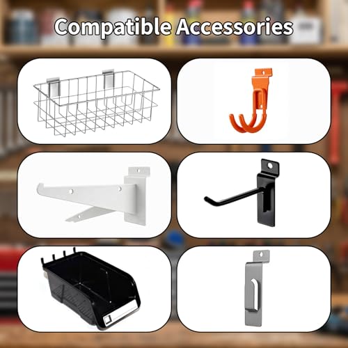 4x4Ft Slat Wall Panels, Heavy-Duty PVC Interlocking Garage Storage | Easy-Wipe Surface, Holds Shelves & Hooks, for Garage, Workshop, Office Tool Organization Hanging Boards