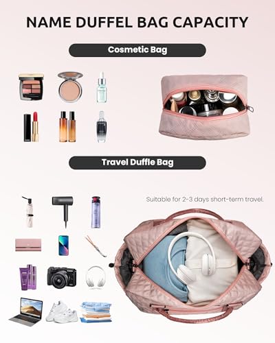 Travel Bag-Gifts for Daughter-Weekender Bags for Women-Gifts for | Teen Girls Initial Duffle Bag with Shoe Compartment, Kids Weekender Bags, Monogram Overnight bag, Sister Gifts (Letter M) - color: Pink, style: M