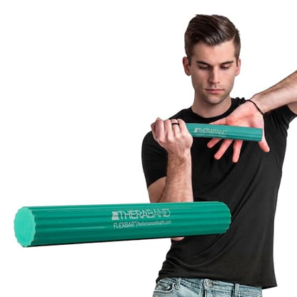 THERABAND FlexBar Resistance Bar, Medium, Green Flex Therapy Bar for Physical Therapy, Wrist & Forearm Exercise Equipment, Non Slip Grip, Compact Design - color: Green - Medium, style: Old Version